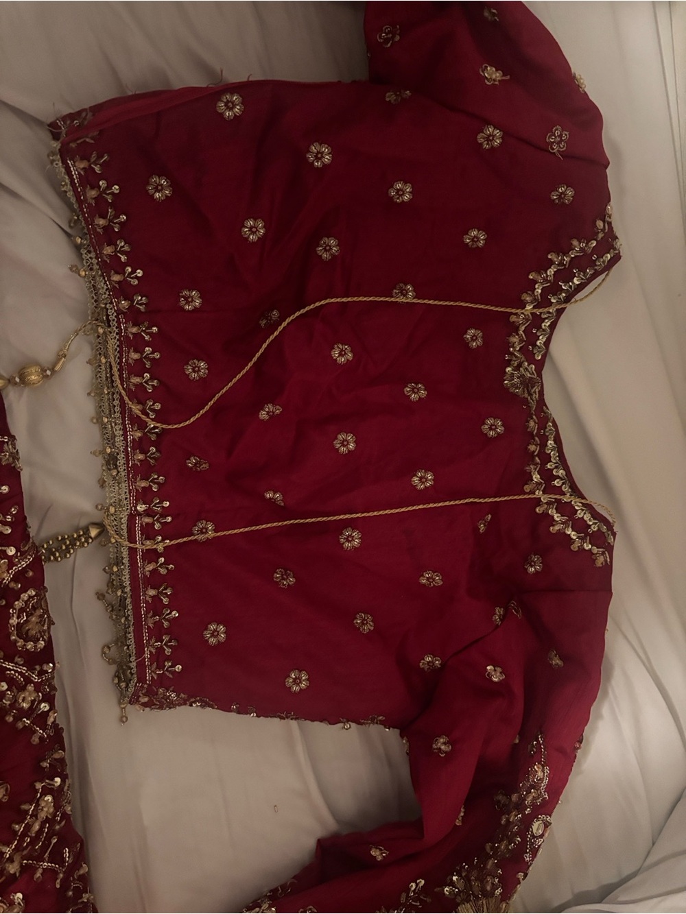 Embroidered Red & Gold Bridal Lengha